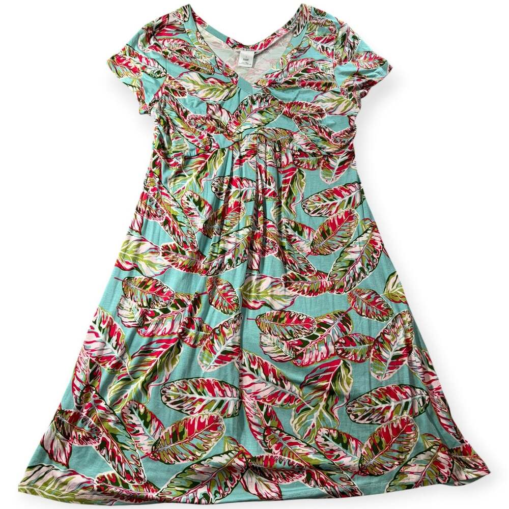 K.Jordan V-Neck Midi Dress, Women's 1X, Tropical Floral, Boho, Casual